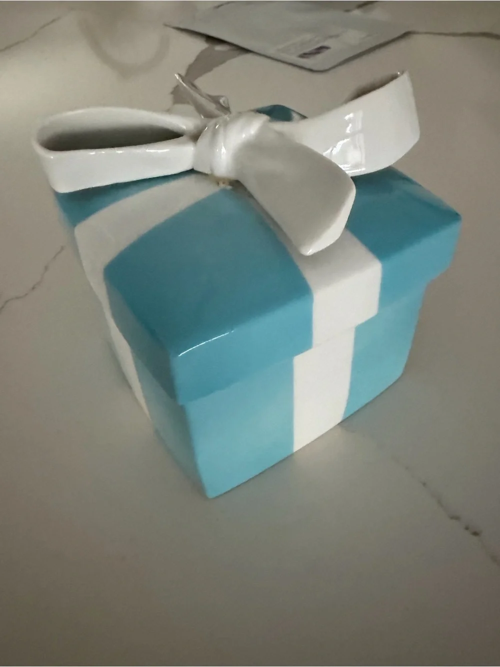 Tiffany & Co. Blue and White Striped Ceramic Accent box